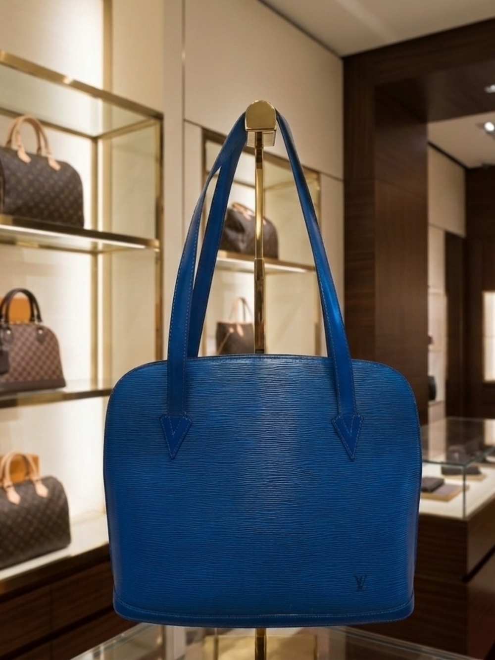 Louis Vuitton Lussac Blue Epi Leather Shoulder Bag